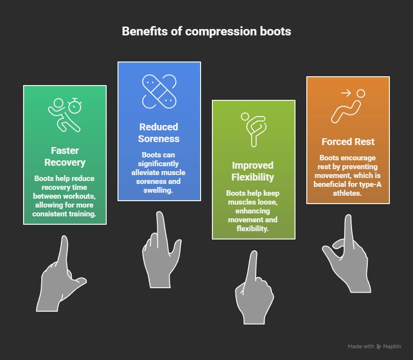 compression boots for athletes - benefits - infographics